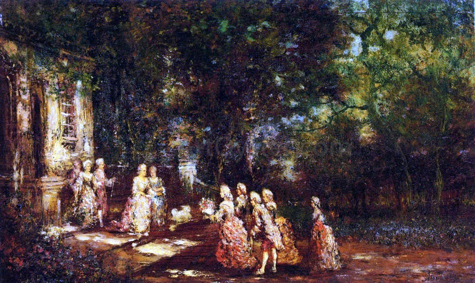 Adolphe-Joseph-Thomas Monticelli Visit to a Princess - Canvas Print