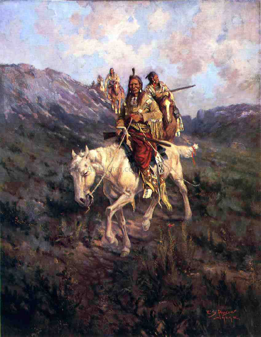 Edgar Samuel Paxson Visit to Another Tribe - Canvas Print