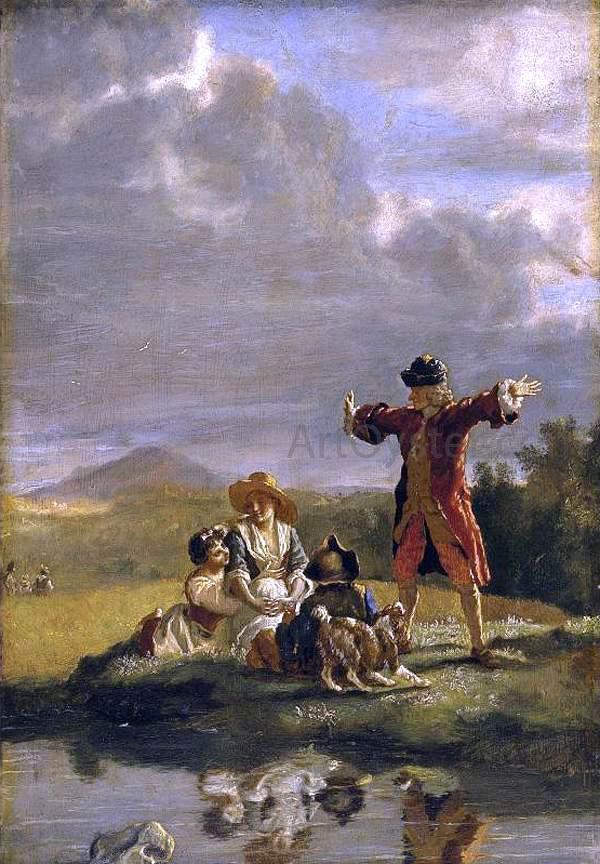 Jean Huber Voltaire Narrating a Fable - Canvas Print
