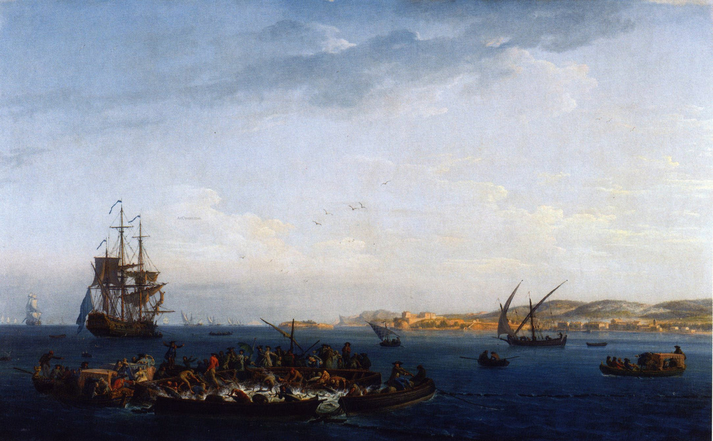Claude-Joseph Vernet Vue du golfe de Bandol: la peche au thon - Canvas Print