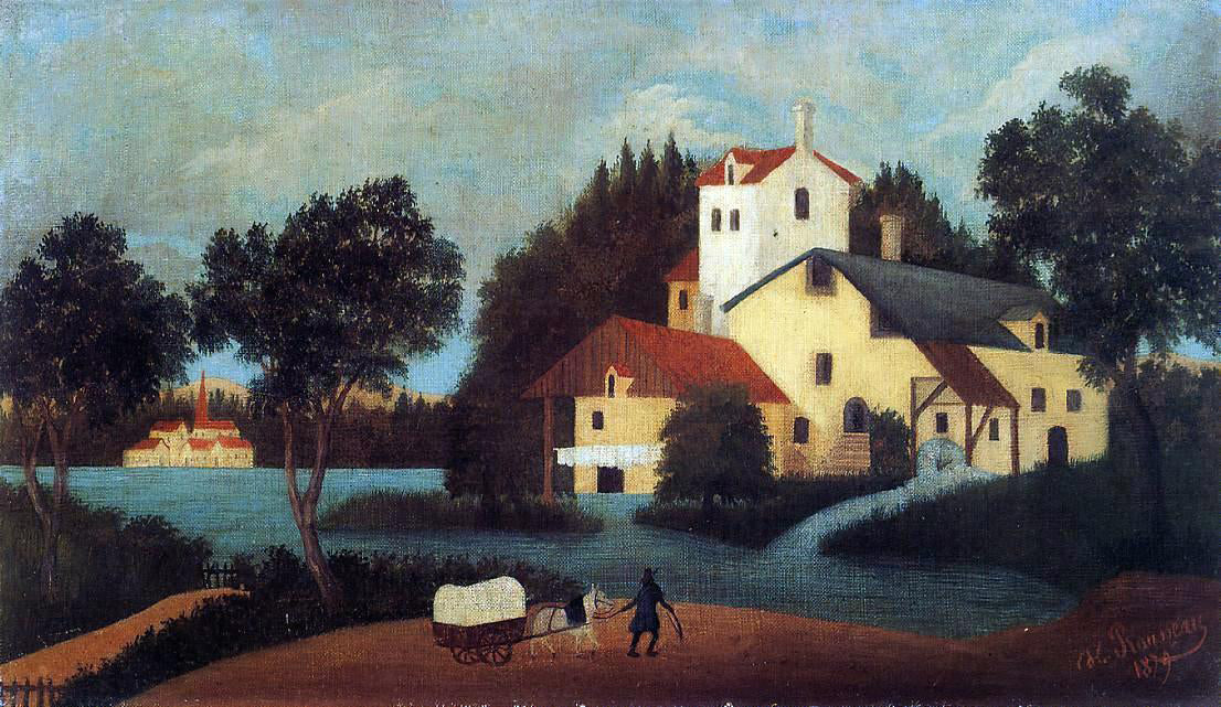 Henri Rousseau Wagon in Front of the Mill - Canvas Print