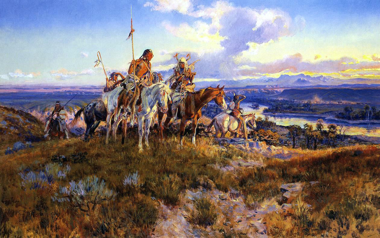Charles Marion Russell Wagons - Canvas Print