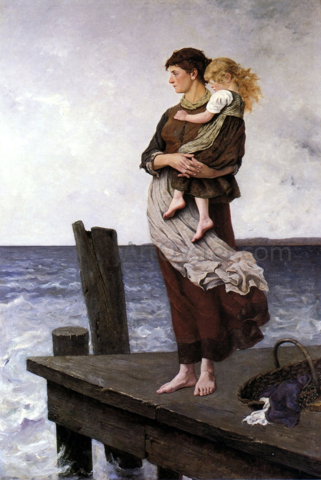 August Nikolaus Hagborg Waiting - Canvas Print