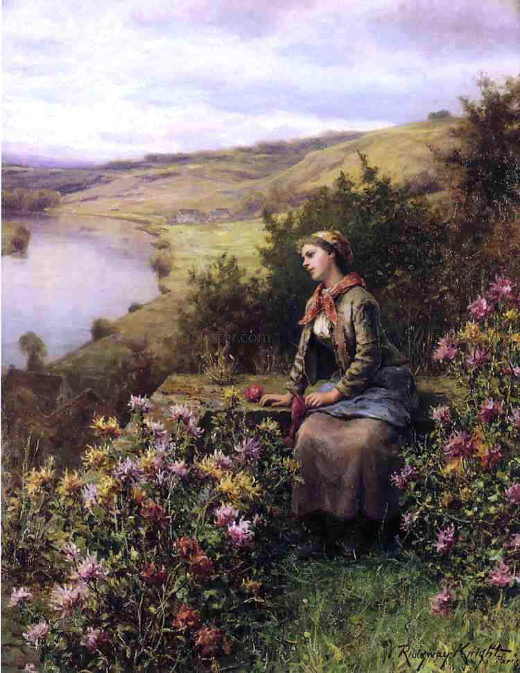 Daniel Ridgway Knight Waiting - Canvas Print