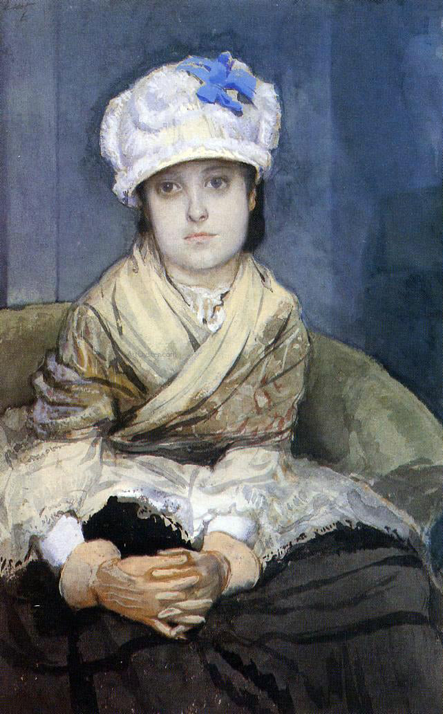 James Tissot Waiting - Canvas Print