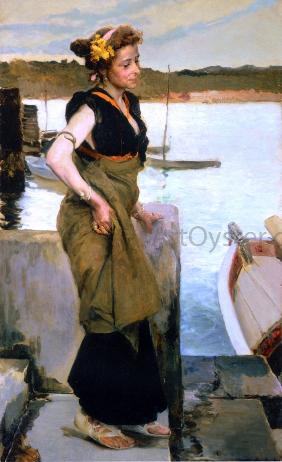 Joaquin Sorolla Y Bastida Waiting - Canvas Print