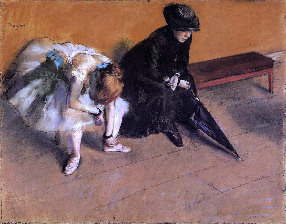 Edgar Degas Waiting - Canvas Print