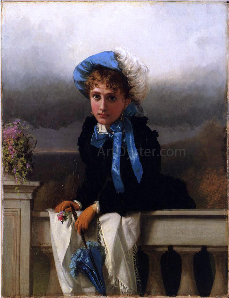 John George Brown Waiting for Her Suiter - Canvas Print