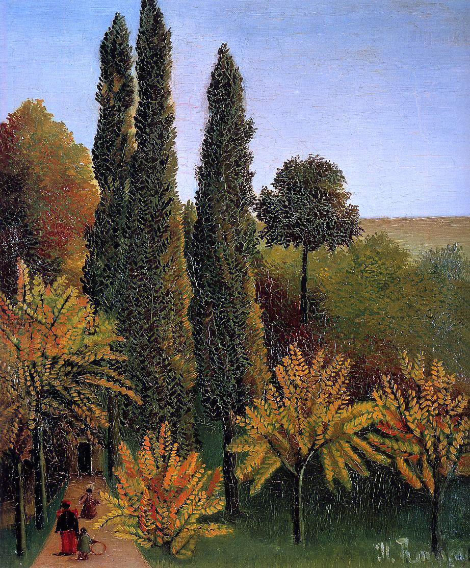 Henri Rousseau Walking in the Parc des Buttes-Chaumont - Canvas Print