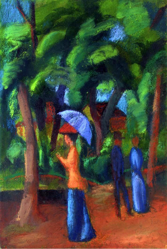 August Macke Walking in the Park - Canvas Print