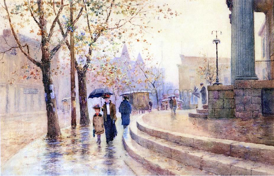 Paul Sawyier Walking in the Rain - Canvas Print