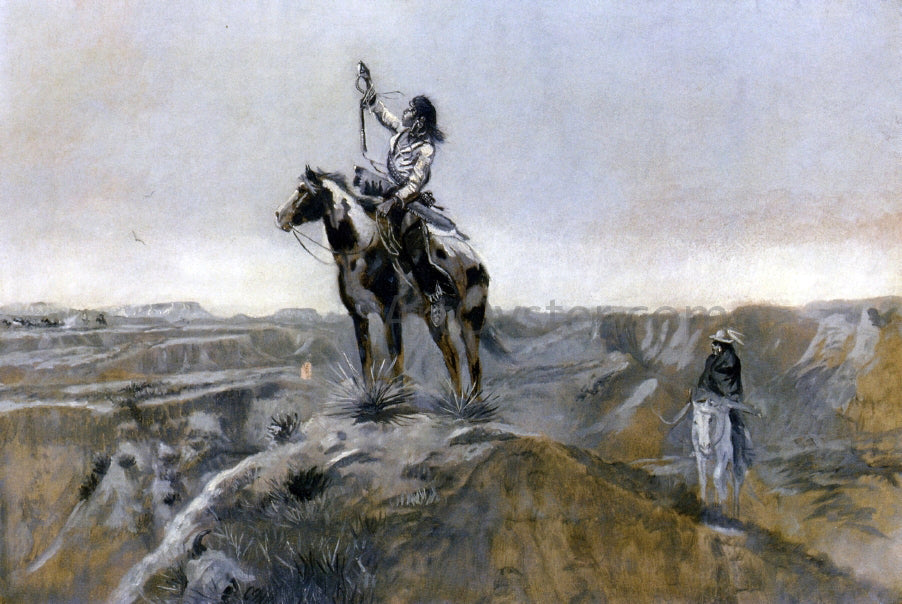 Charles Marion Russell WAR (also known as Indian Telegraphing) - Canvas Print