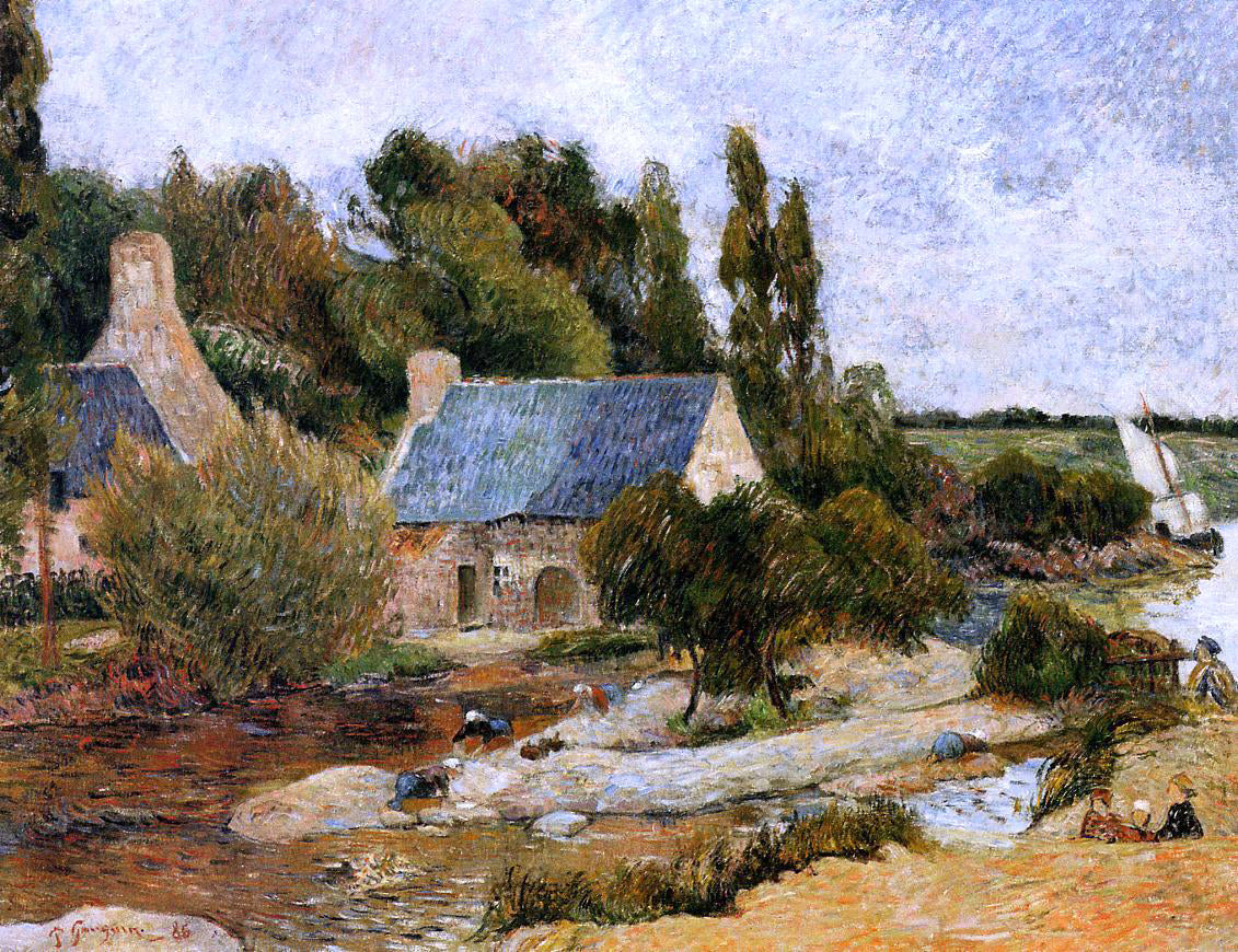 Paul Gauguin Washerwoman at Simonou Mill, Pont-Aven - Canvas Print