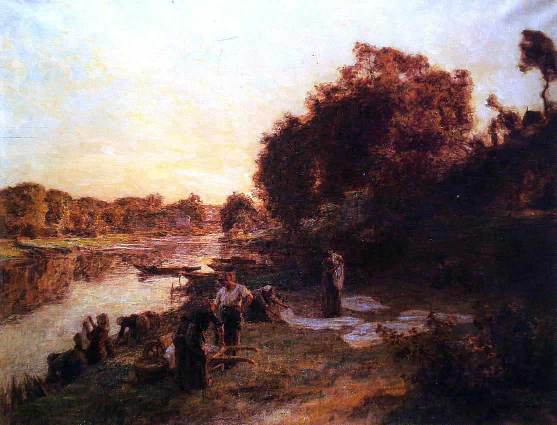 Leon Augustin L'hermitte) Washerwoman on the Banks of the Marne - Canvas Print