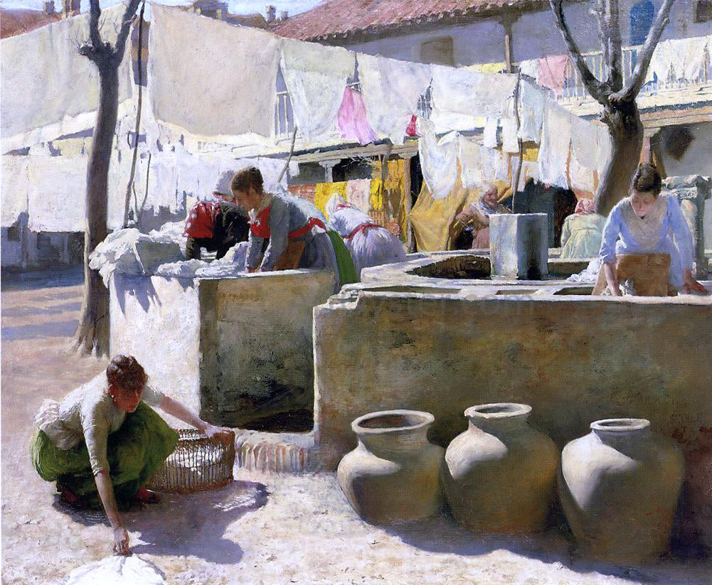 Charles Frederic Ulrich A Washerwoman, Seville - Canvas Print