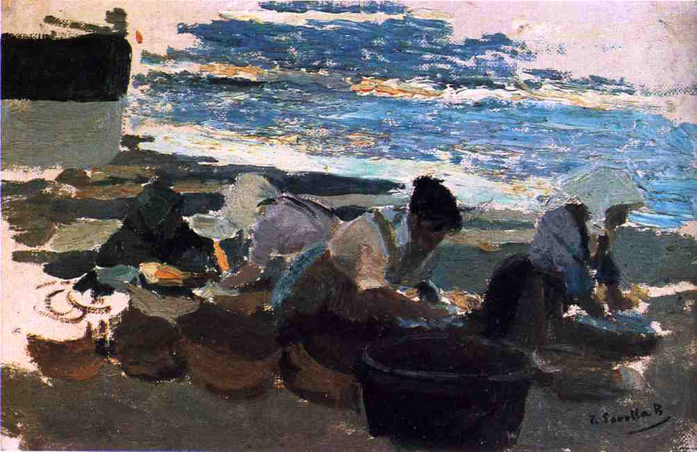 Joaquin Sorolla Y Bastida Washerwomen (sketch) - Canvas Print