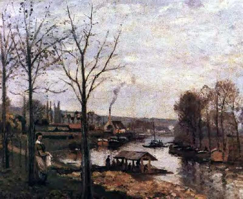 Camille Pissarro Wash-House at Bougival - Canvas Print
