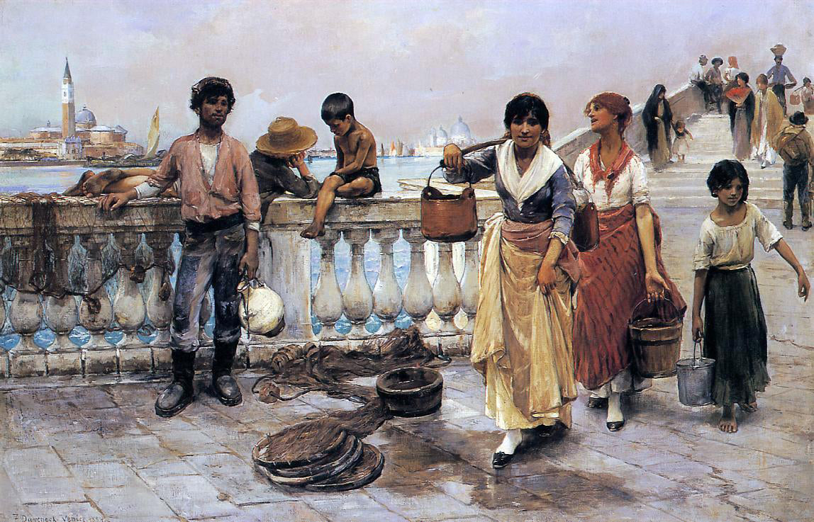 Frank Duveneck Water Carriers, Venice - Canvas Print