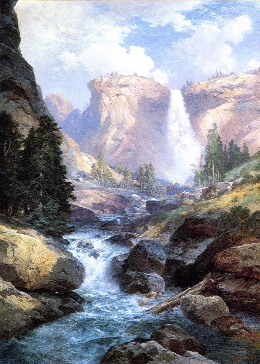 Thomas Moran Waterfall in Yosemite - Canvas Print