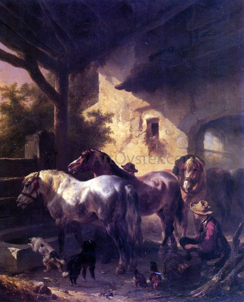 Wouterus Verschuur Watering the Horses - Canvas Print