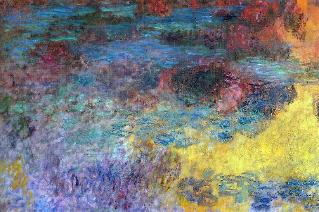 Claude Oscar Monet Water-Lily Pond, Evening (left panel) - Canvas Print