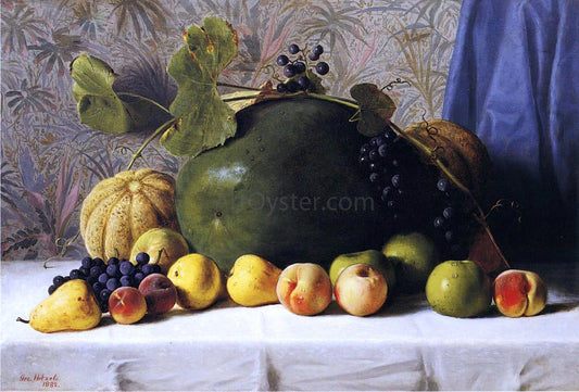 George Hetzel Watermelon, Cantaloupes, Grapes and Apples - Canvas Print