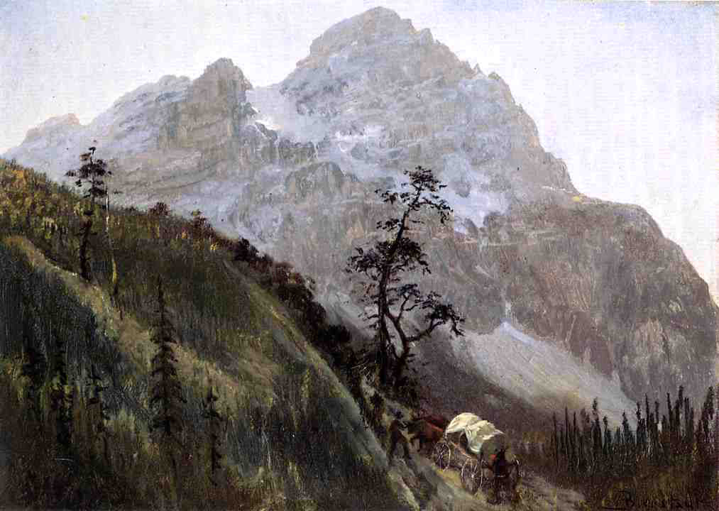 Albert Bierstadt Western Trail, the Rockies - Canvas Print
