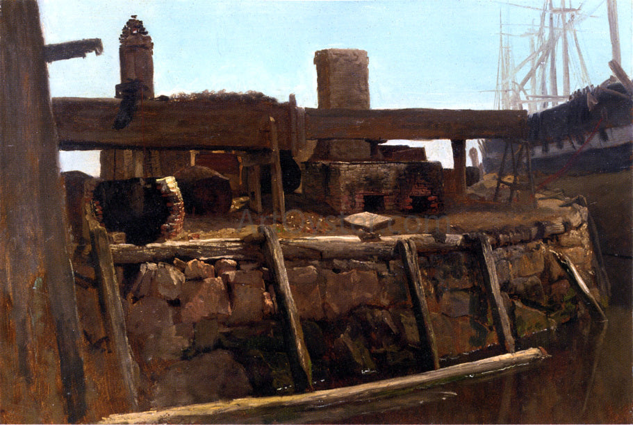 Albert Bierstadt Wharf Scene - Canvas Print