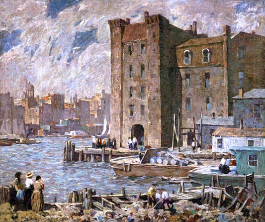 Robert Spencer Wharves - Canvas Print