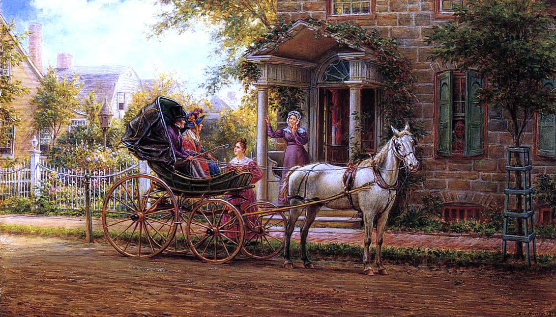 Edward Lamson Henry What's the News? (also known as Stopping for a Chat) - Canvas Print