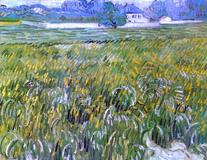 Vincent Van Gogh Wheat Field at Auvers with White House - Canvas Print