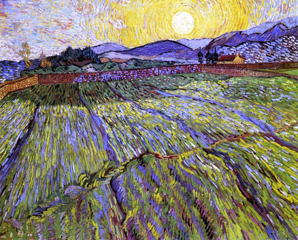 Vincent Van Gogh A Wheat Field with Rising Sun - Canvas Print