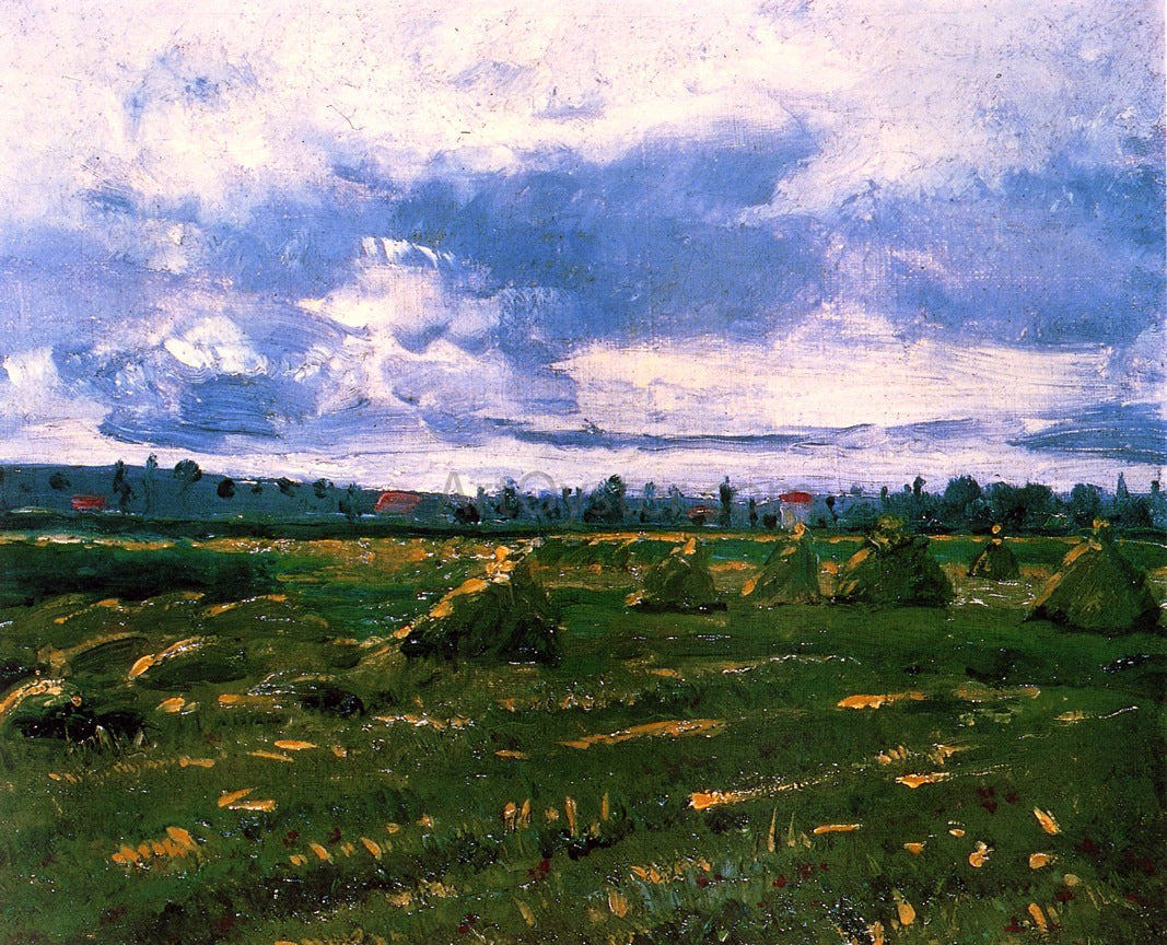 Vincent Van Gogh Wheat Fields with Stacks - Canvas Print