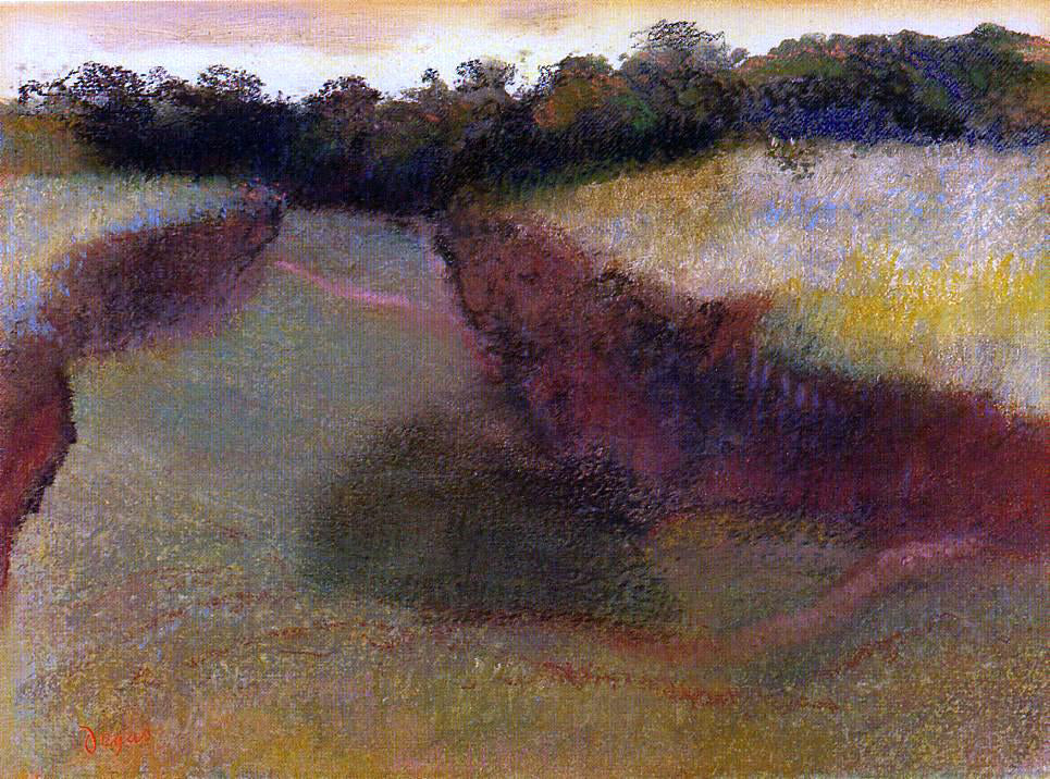 Edgar Degas Wheatfield and Line of Trees - Canvas Print