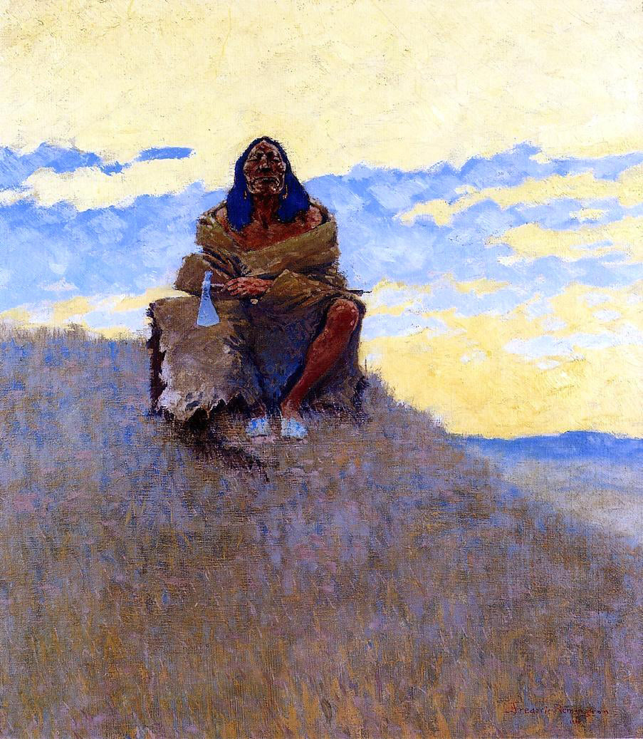 Frederic Remington When His Heart is Bad - Canvas Print