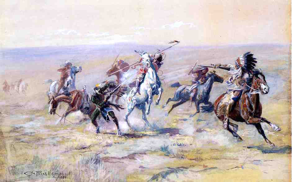 Charles Marion Russell When Sioux and Blackfoot Meet - Canvas Print
