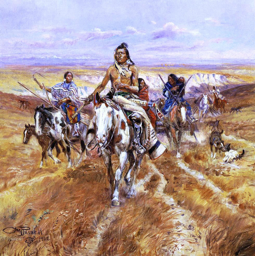 Charles Marion Russell When the Plains Were His - Canvas Print