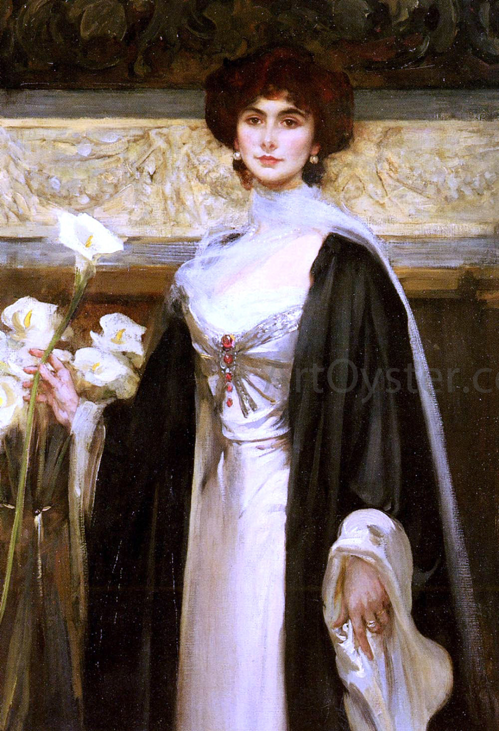 Sir James Jebusa Shannon White Lilies - Canvas Print