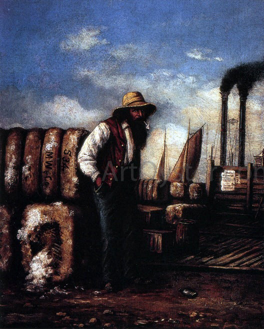 William Aiken Walker White Man with Cotton Bales on Docks - Canvas Print