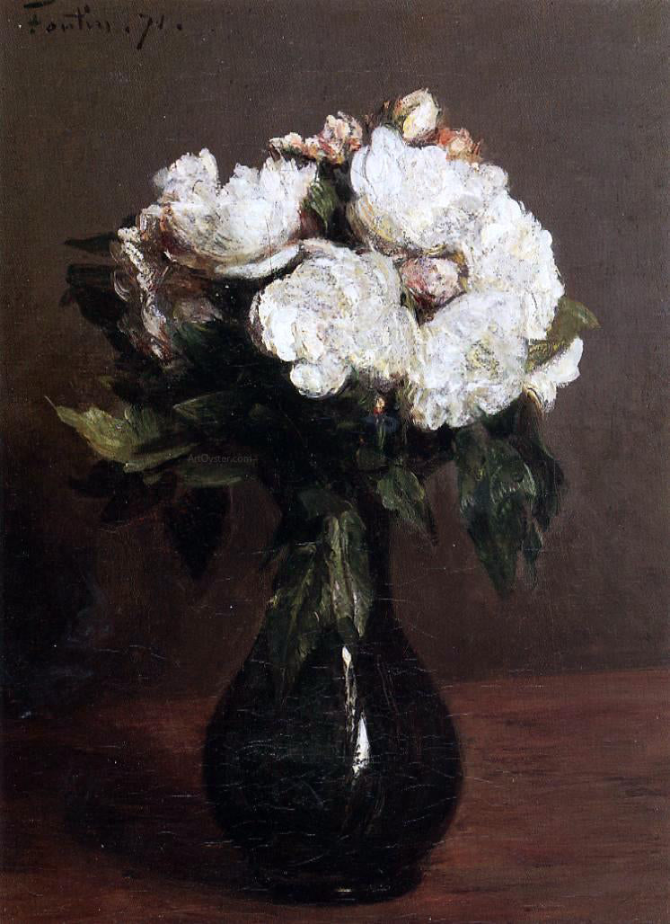 Henri Fantin-Latour White Roses in a Green Vase - Canvas Print