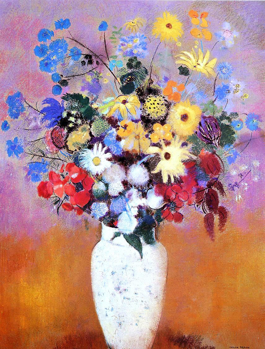 Odilon Redon White Vase with Flowers - Canvas Print