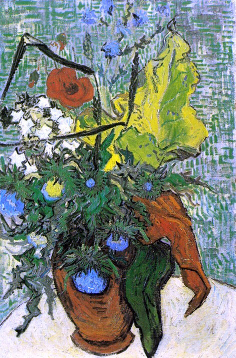 Vincent Van Gogh Wild Flowers and Thistles in a Vase - Canvas Print
