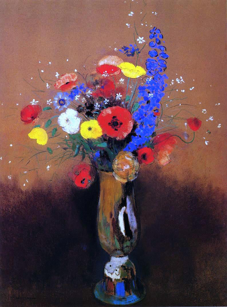 Odilon Redon Wild Flowers in a Long-Necked Vase - Canvas Print