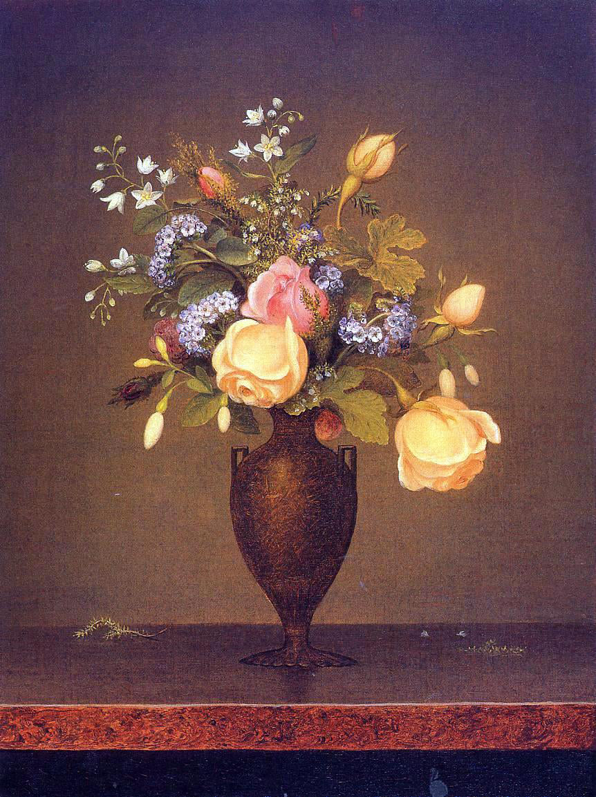 Martin Johnson Heade Wildflowers in a Brown Vase - Canvas Print