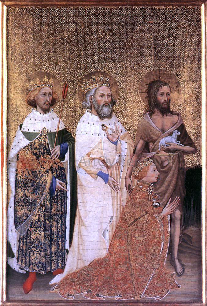 Unknown Painters Masters Wilton Diptych: Richard II of England with his patron saints - Canvas Print