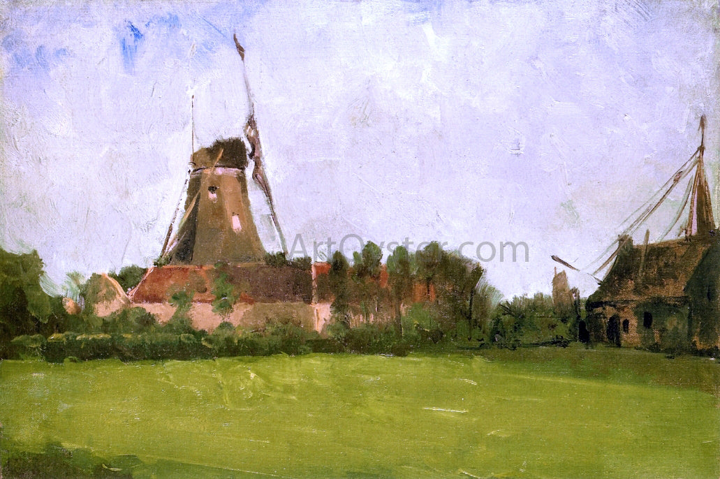 John Twachtman A Windmill in the Dutch Countryside - Canvas Print