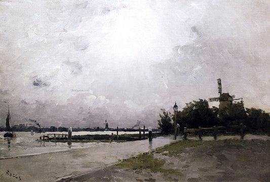 Frank Myers Boggs Windmill on the Coast, Holland - Canvas Print