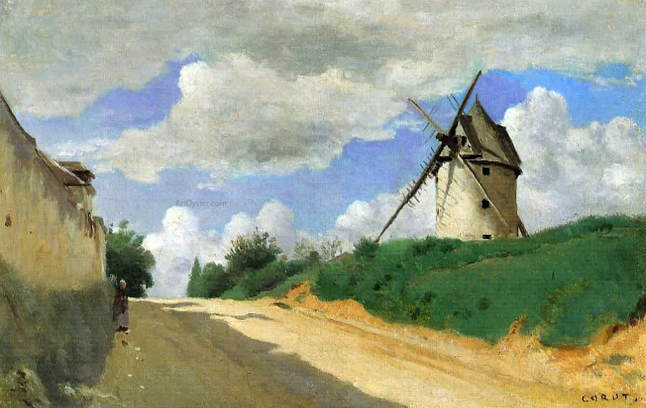 Jean-Baptiste-Camille Corot A Windmill on the Cote de Picardie, near Versailles - Canvas Print