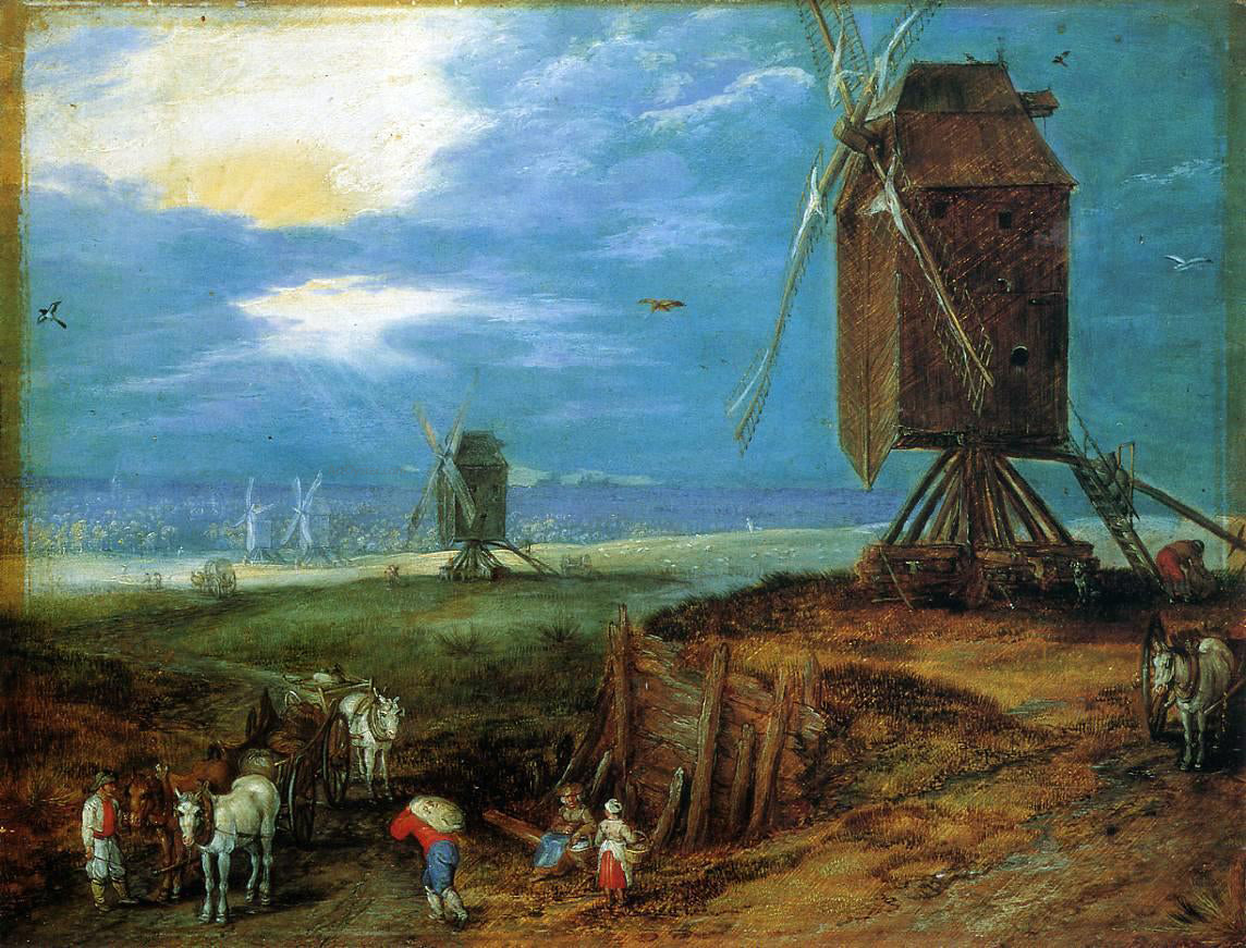 The Elder Jan Bruegel Windmills - Canvas Print