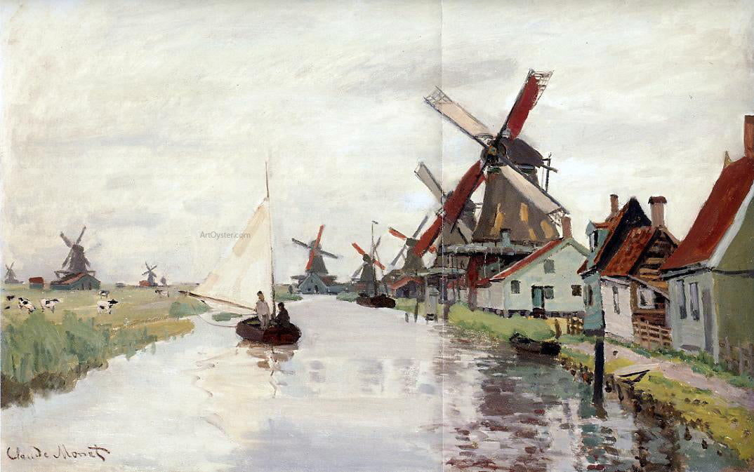 Claude Oscar Monet Windmills in Holland - Canvas Print